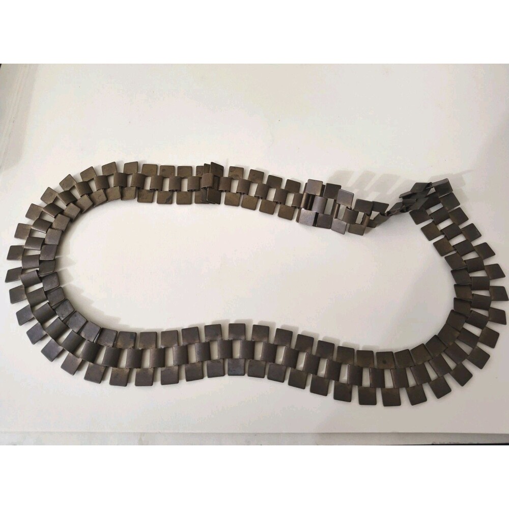Vintage Brutalist Modernist Brass Chain Belt Geometric Linked Metal Waist Belt